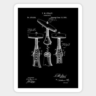 PATENT DRAWING / 1883 - Corkscrew (white) Sticker